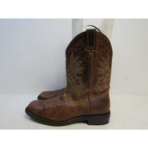 Double H Mens Size 10.5 D Brown Leather Cowboy Western Boots